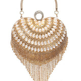 Champagne Beaded Pearls Party Clutch