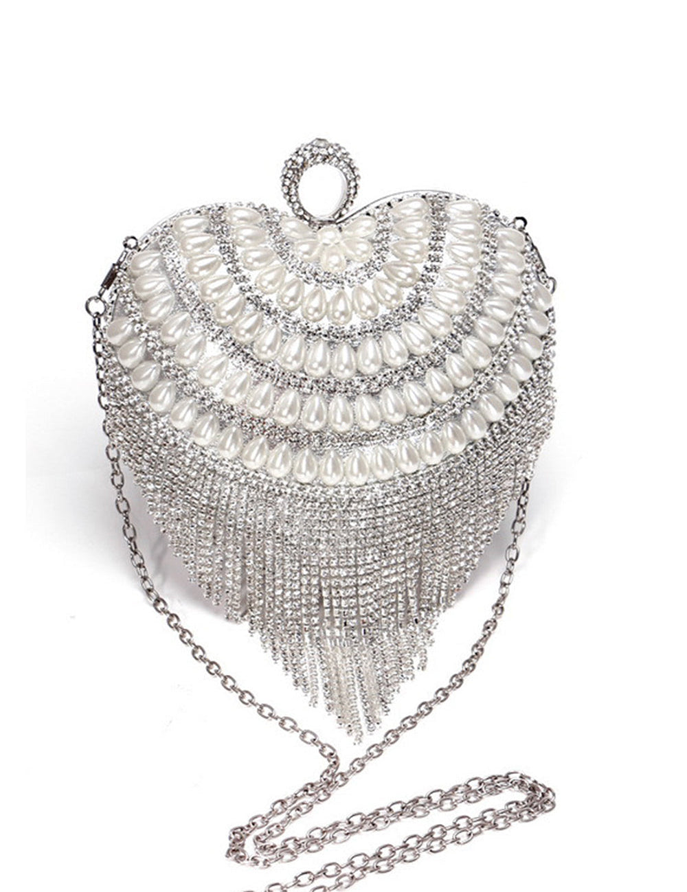 Champagne Beaded Pearls Party Clutch