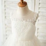 Lace And Tulle Keyhole Back Flower Girl Dress