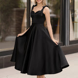 Charlotte |A line Sweetheart Satin Tea Length Homecoming Dress