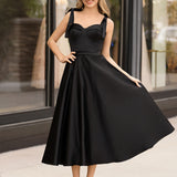 Charlotte |A line Sweetheart Satin Tea Length Homecoming Dress