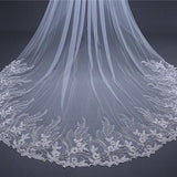 Vintage Long Tulle With Appliques Wedding Veil