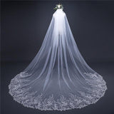 Vintage Long Tulle With Appliques Wedding Veil