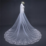 Vintage Long Tulle With Appliques Wedding Veil