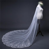 Vintage Long Tulle With Appliques Wedding Veil