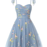 Claire | Aline Short Sweetheart Tulle Floral Homecoming Dress