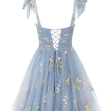 Claire | Aline Short Sweetheart Tulle Floral Homecoming Dress