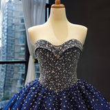 Sequined Navy Blue Quinceanera Dresses Ball Gown Dresses