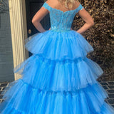 Bette | Blue High Low Homecoming Prom Dress with Lace