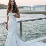 Simple Mermaid Strapless Satin Wedding Dresses