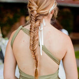 Jersey Simple Garden Bridesmaid Dress with Open Back and Sash