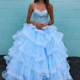 Ball Gown Sweetheart Sky Blue Party Quinceanera Dresses