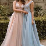 Lace V Neck Bridesmaid Dresses Sexy Illusion Back Tulle Dresses