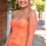 Deena | Sweetheart Orange Mermaid Long Party Dress with Slit