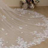 Delicate Flower Lace Cathedral Veil Bridal Veil Wedding Veil