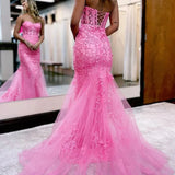 Evie |Mermaid Sweetheart Neck Lace Long Prom Dress With Appliques