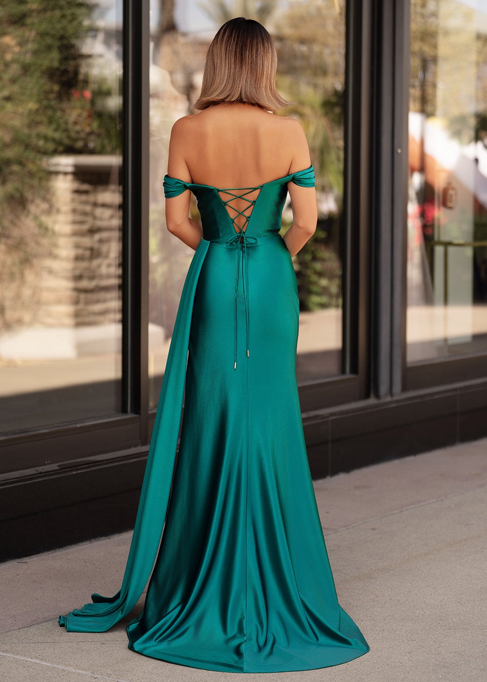 Adelaide |Dusty Blue Mermaid Satin Long Prom Dress With Slit