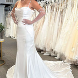 Mermaid White Cowl Neck Silk Satin Wedding Dresses