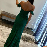 Ebony | Mermaid Emerald Off the Shoulder Lace Long Prom Dress