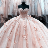 Ball Gown Organza Sweetheart Pink Quinceanera Dress