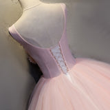 Pink Ball-Gown Organza Floor-Length Prom Dress with Appliqued