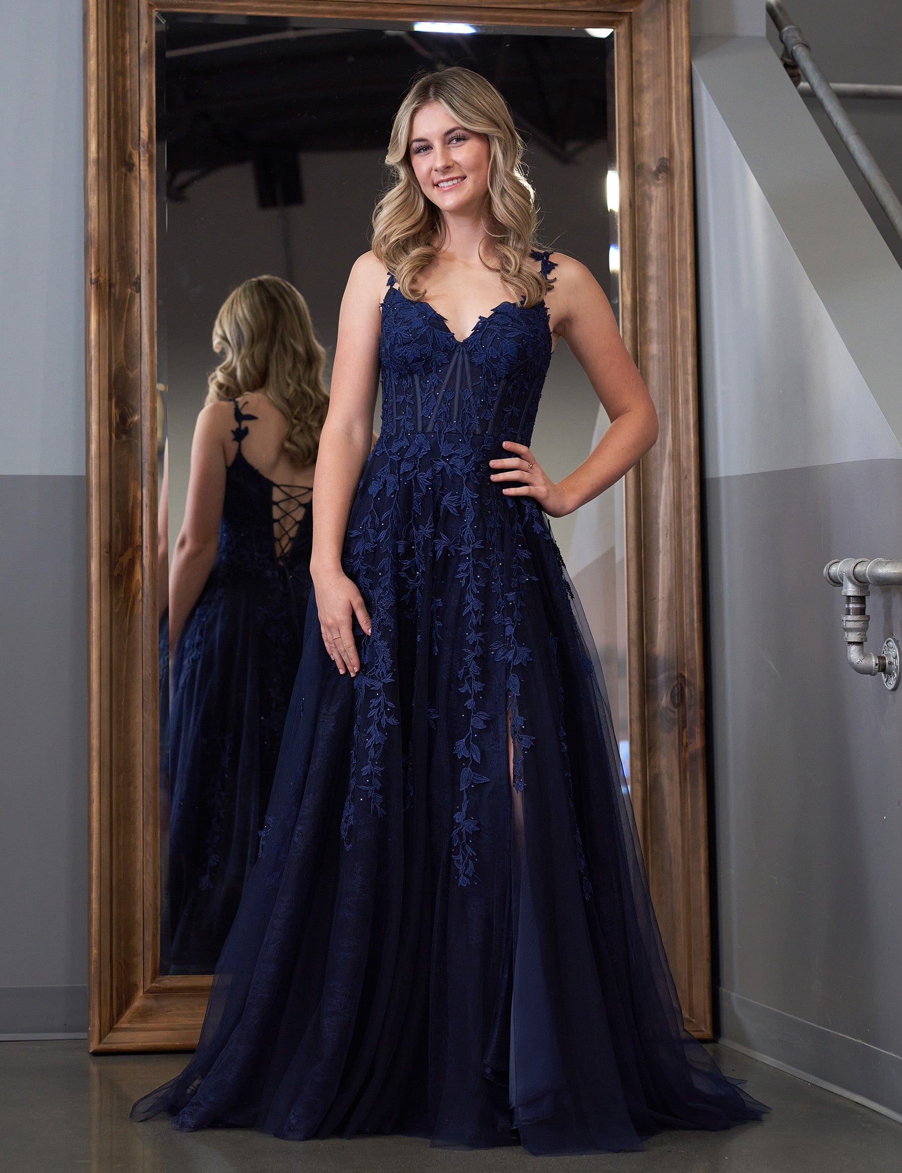 Mariana |A-line Sweetheart Lace Tulle Prom Dress with Slit