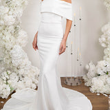 Elegant Trumpet Mermaid Off-The-Shoulder Elastic Satin Wedding Dresses