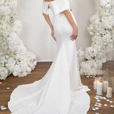 Elegant Trumpet Mermaid Off-The-Shoulder Elastic Satin Wedding Dresses