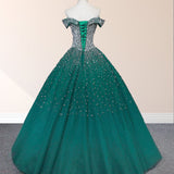 Emerald Green Sequin Prom Dresses Beaded Quinceanera Dresses