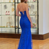 Evie |Mermaid Sweetheart Neck Lace Long Prom Dress With Appliques