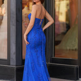 Evie |Mermaid Sweetheart Neck Lace Long Prom Dress With Appliques