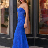 Evie |Mermaid Sweetheart Neck Lace Long Prom Dress With Appliques