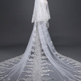 Exquise Floral Lace with Shaped Edge Cathedral Veil Bridal Veil Wedding Veil