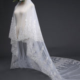 Exquise Floral Lace with Shaped Edge Cathedral Veil Bridal Veil Wedding Veil