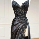 Beatrice |Sheath Black Long Appliques Prom Dress