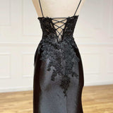 Beatrice |Sheath Black Long Appliques Prom Dress