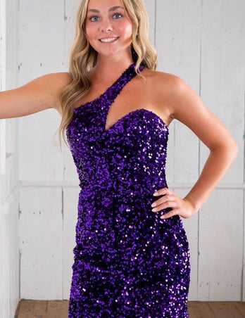 Adriana |Sheath Asymmetrical One Shoulder Sequins Homecoming Dress