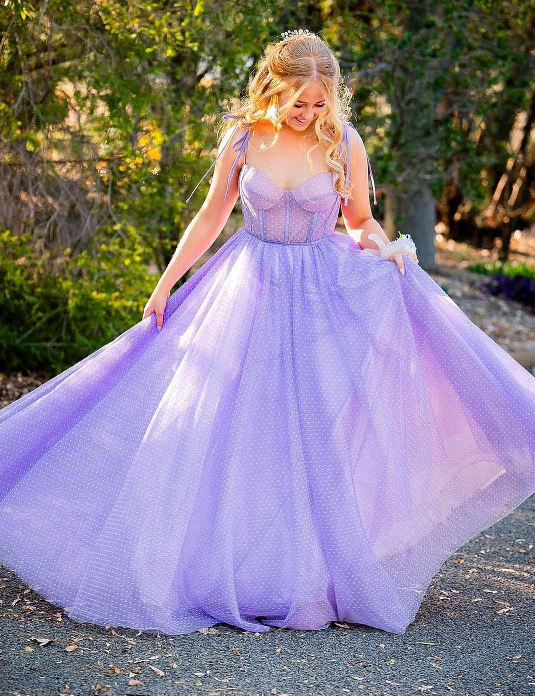 Skyler |A-line Sweetheart Dot Tulle Prom Dress