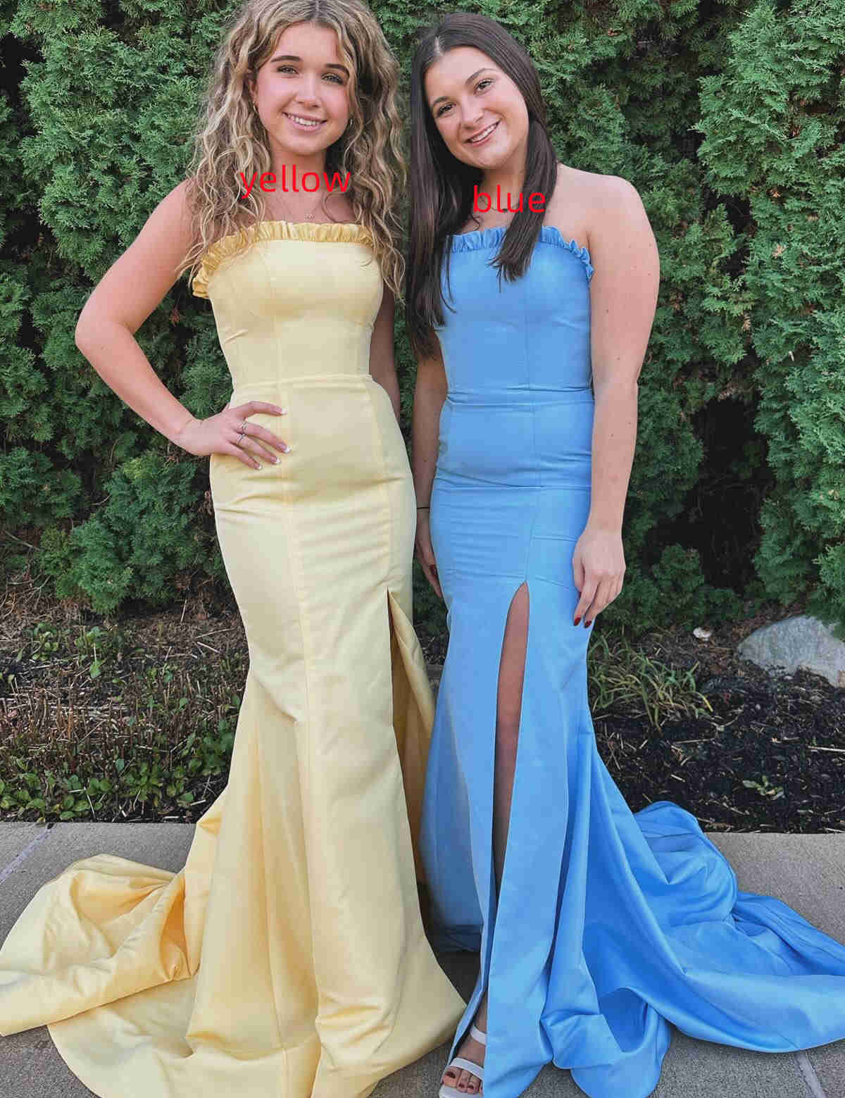 Denver | Strapless Maganta Ruffle Mermaid Slit Long Prom Dress