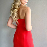 Adonna | Fitted Red Strapless Keyhole Mini Homecoming Dress