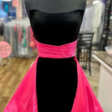 Perry | Strapless Black Velvet Homecoming  Dress with Train