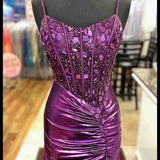 Sparkly Rose Gold Tight Satin Pleats Beaded Corset Homecoming Dress