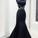 Windsor | Scoop Neck Mermaid Beaded Long Prom Dress With Bow