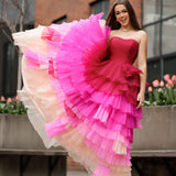 Xiomara | Sweetheart Pleated Bodice Long Prom Dress with Ruffles