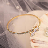 Gold Open Cuff Tennis Bracelets with Rhinestone