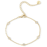 Gold Plated Cubic Zirconia Adjustable Chain Bracelets with Beaded