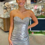 Golden Sweetheart Ruched Bodycon Short Homecoming Dress with Sequins