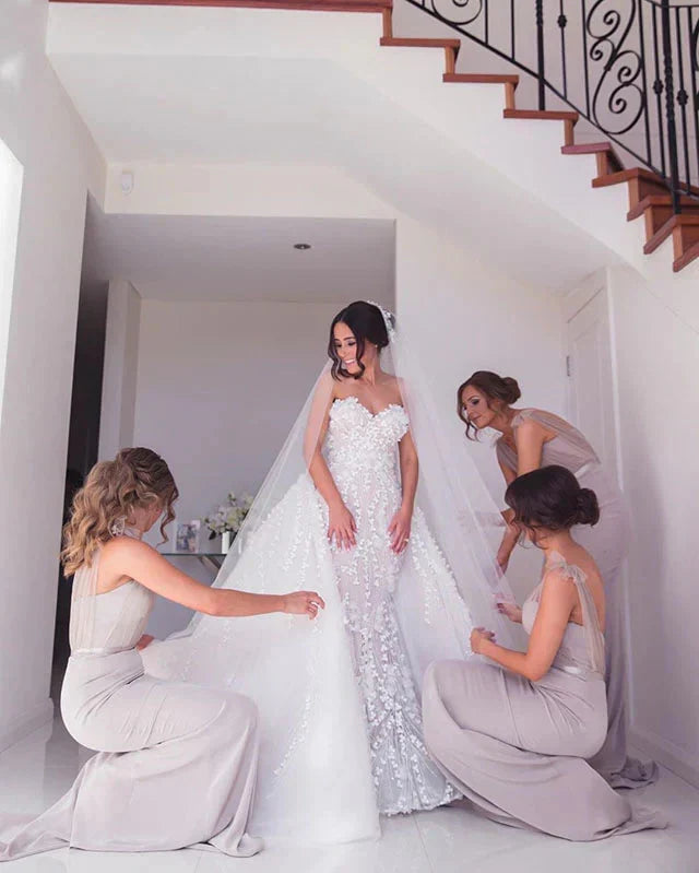 Simple Long Mermaid Tulle Bridesmaid Dresses