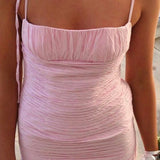 Henry | Mermaid Spaghetti Straps Floor Length Sleeveless Pink Prom Dress