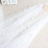 Hip Length Ivory Tulle Wedding Veils with Pearl Drop Veil